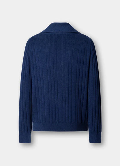 Cotton-Cashmere Rib Shawl Cardigan