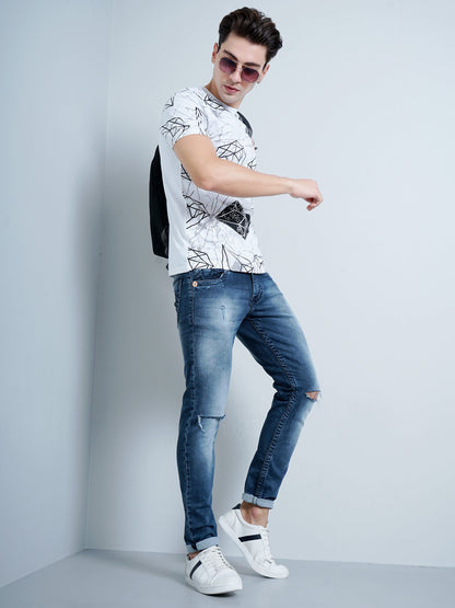 Diamond Print White T-Shirt