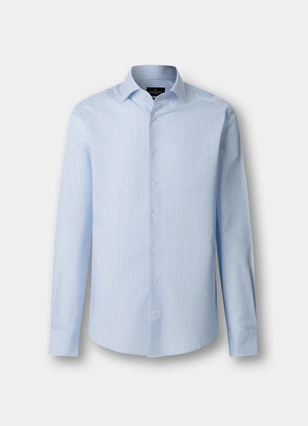 Classic Fit Formal Linen Blend Stripe Shirt