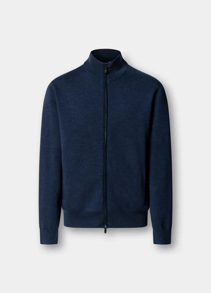 Merino Wool Interlock Full Zip Cardigan