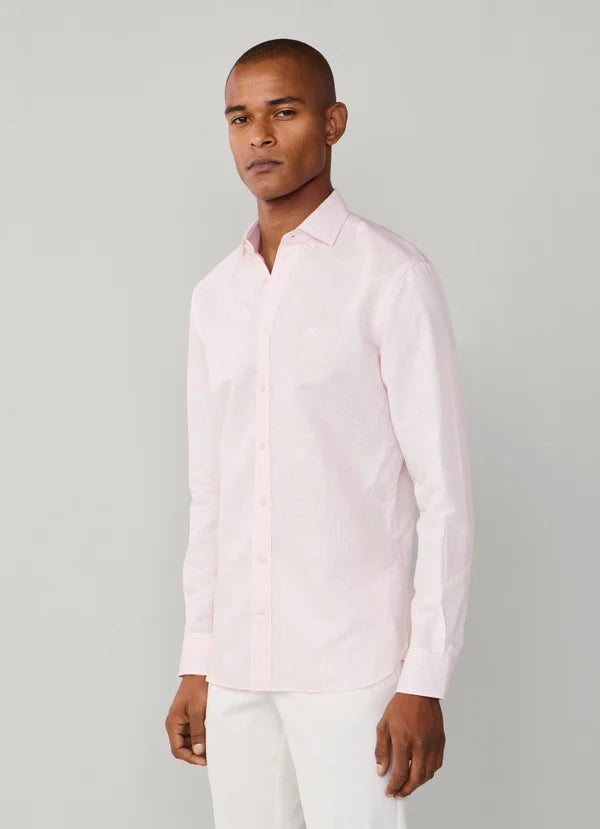 Tailored Fit Linen-Cotton Stripe Shirt